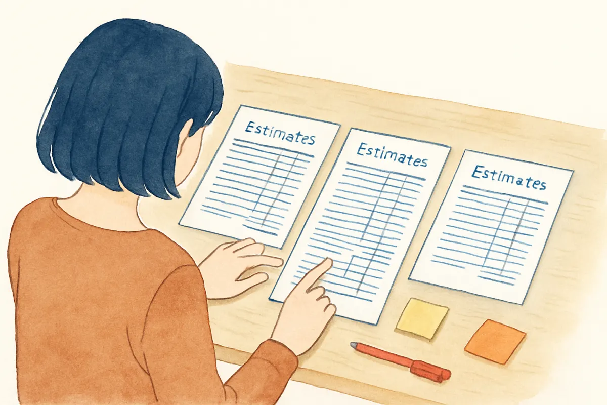 格安表示の見積書の内訳を詳しく確認する様子