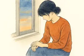 夕方の窓辺で物思いにふける女性の手元