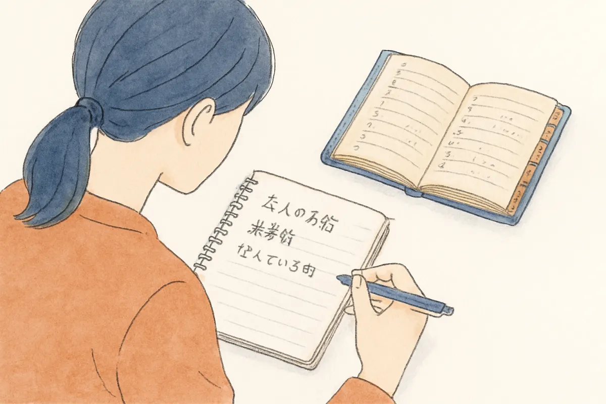 友人を探す手がかりをノートに書き出す様子