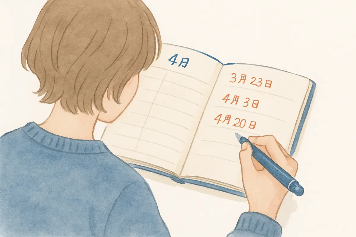 オフ会での外泊を日付つきで記録するノート