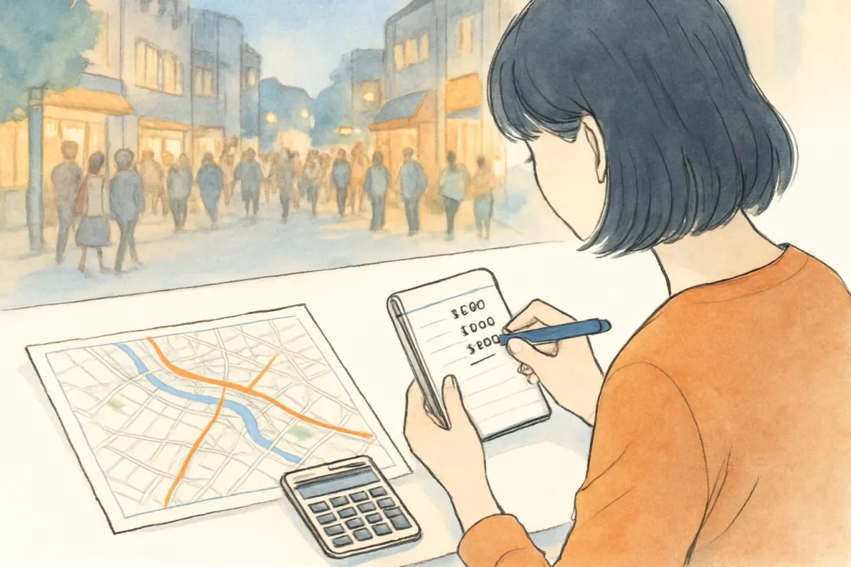 大阪の調査エリアを確認しながら費用を見積もる様子