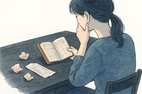 古い手帳やレシートを見返しながら考え込む女性の手元