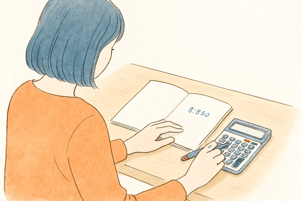 人探しの費用の目安を電卓で計算する様子