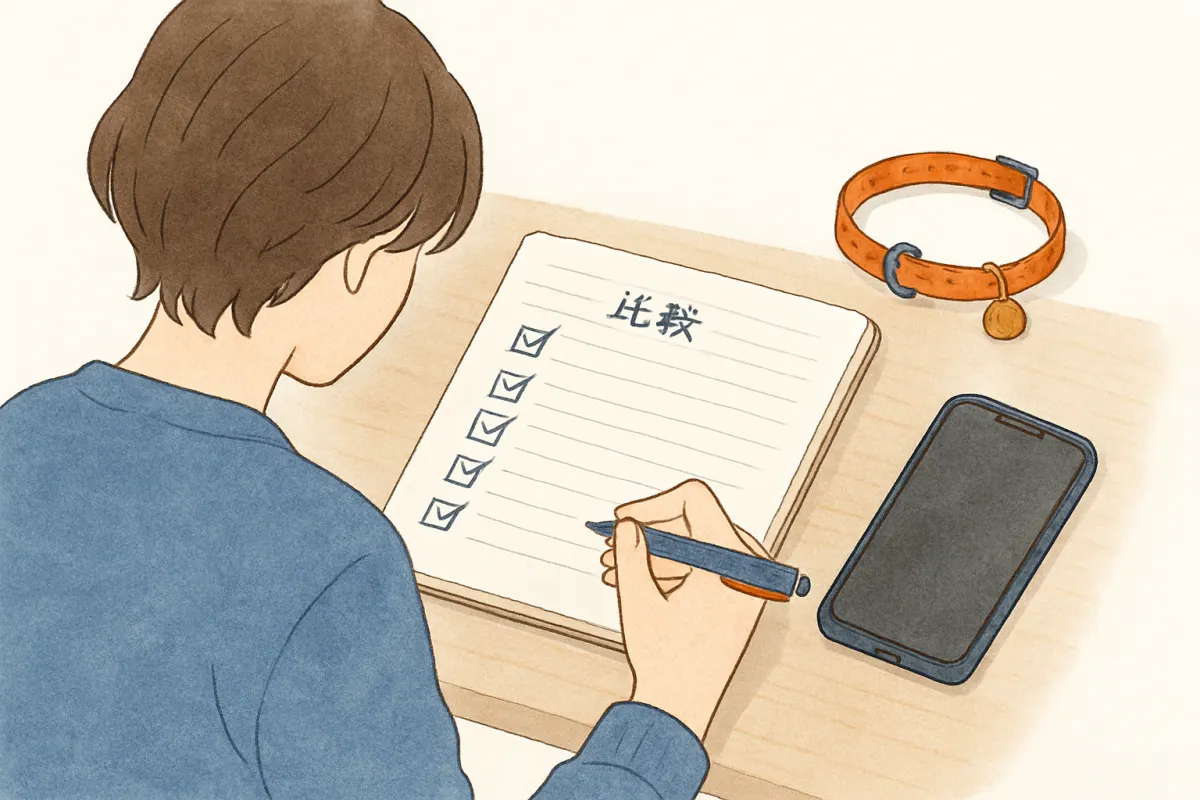 業者の比較チェックリストを書き出す様子