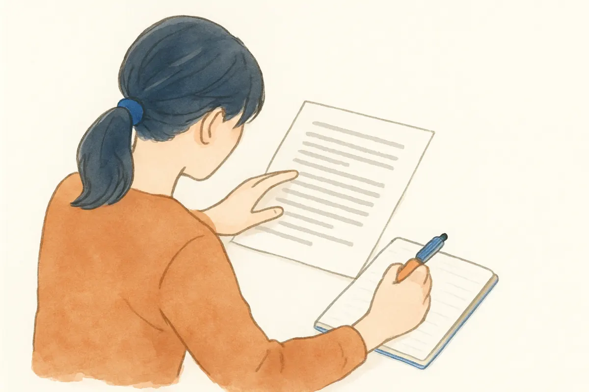 誓約書に入れる条項をひとつずつ確認するイメージ