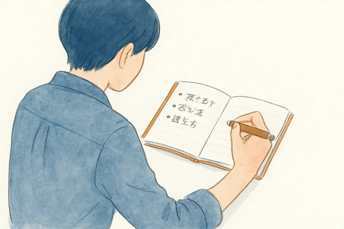 調査を依頼すべきか判断基準を書き出す手元