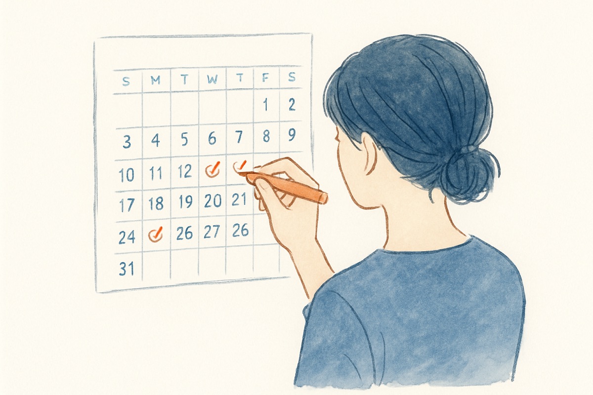 繰り返される違和感の日付を記録するイメージ