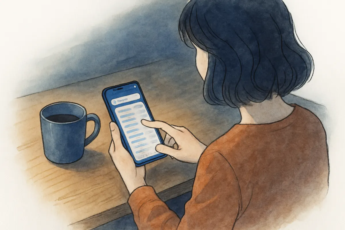 深夜にスマホで即日対応の探偵社を探す様子