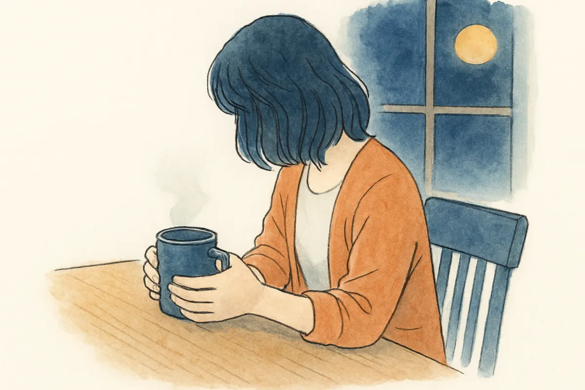 スマホを見てしまった罪悪感を抱えて考え込む様子