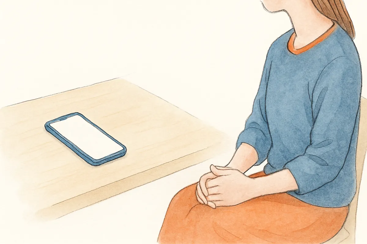 スマホにそれ以上触れない選択をする様子