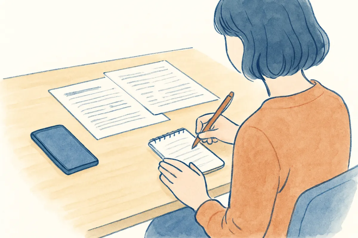 録音データを持って弁護士相談の準備をする様子
