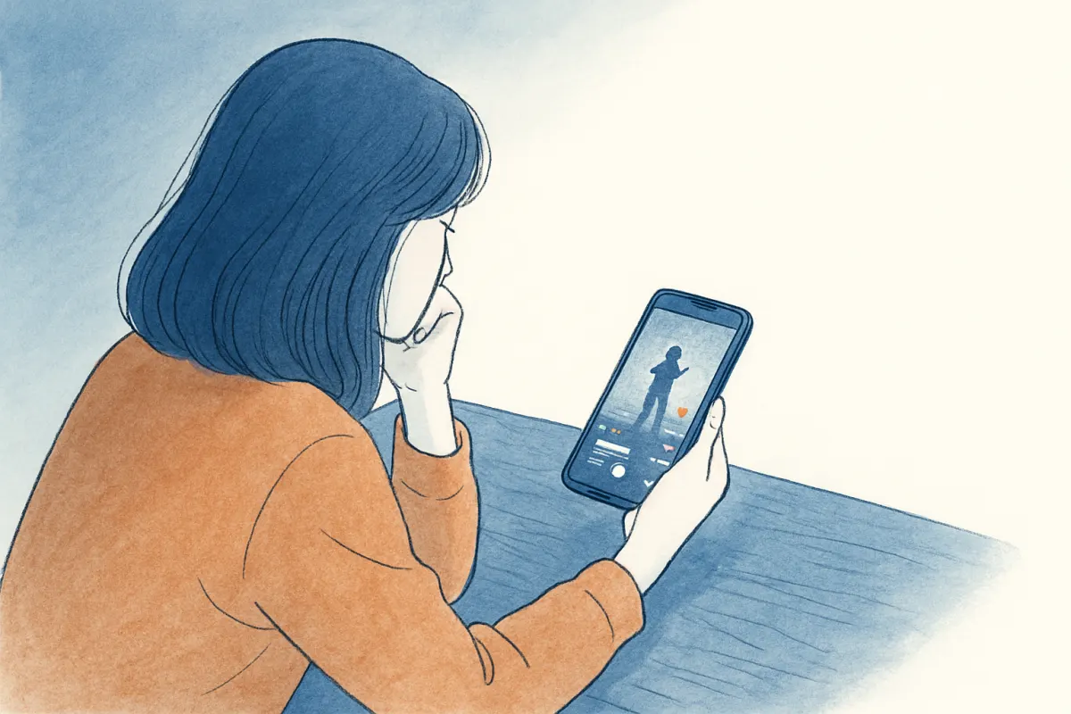 スマホで短い動画SNSを操作する手元