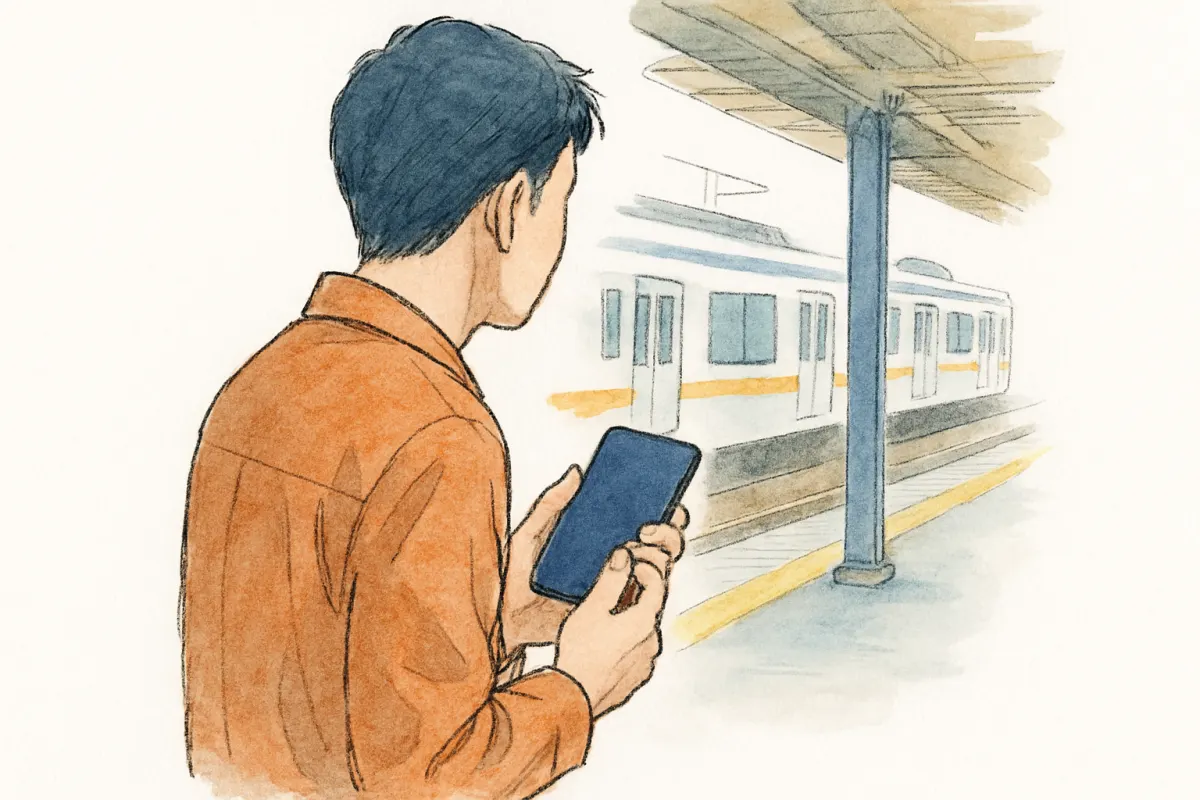 視線に気づいて警戒する対象者のイメージ