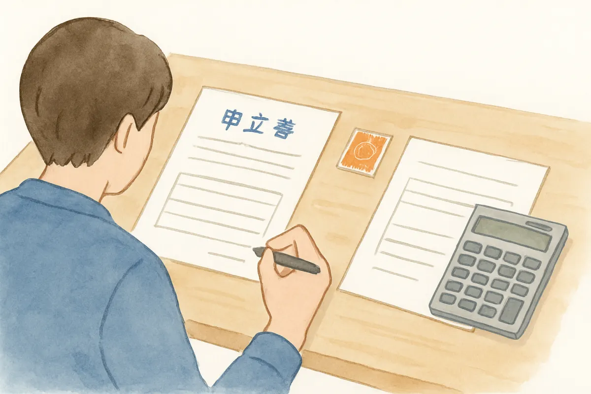 失踪宣告の申立て費用と書類を確認する様子