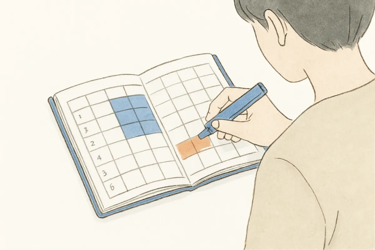 時間帯の規則性を特定するための記録の手元