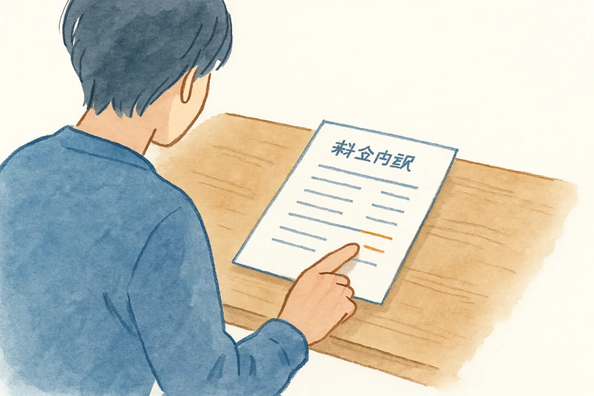 所在調査の見積もりの内訳を確認する様子