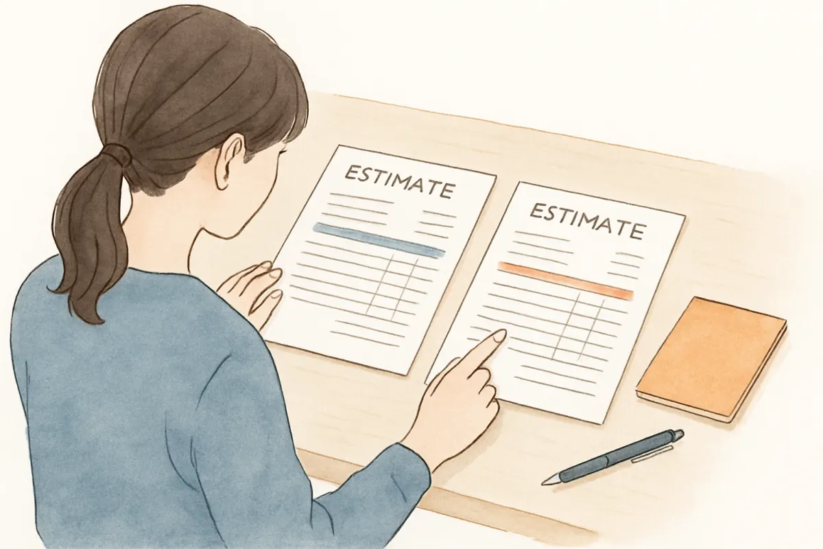 複数の探偵社の見積もりを比較する様子