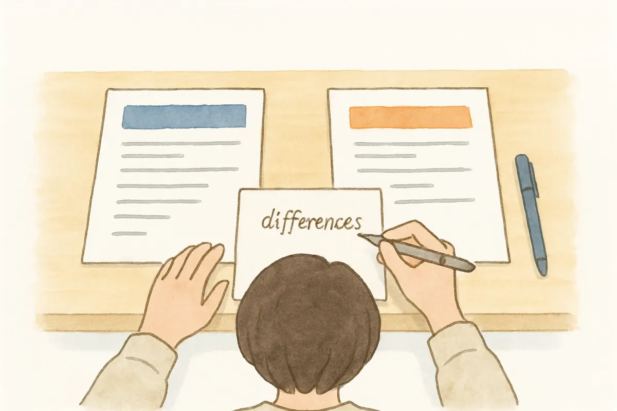 素行調査と身辺調査の違いを書き出して整理する様子