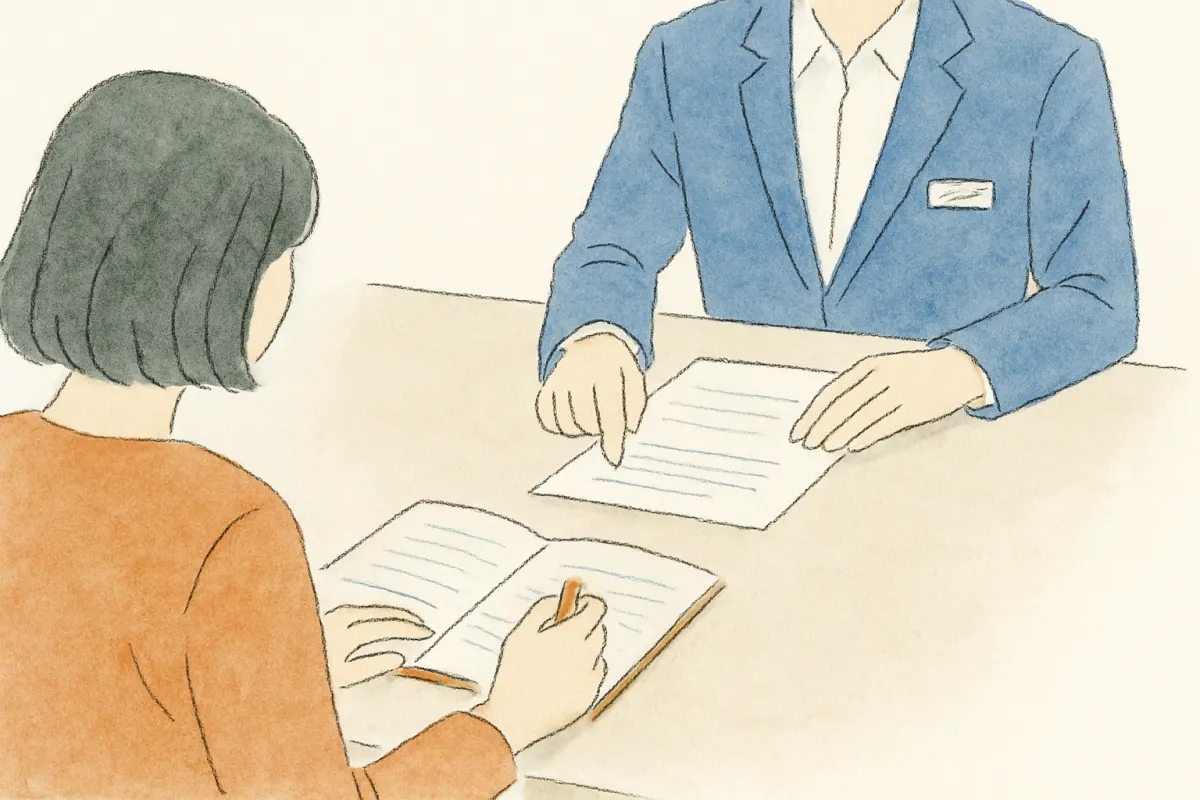 無料相談で調査の種類について説明を受ける様子