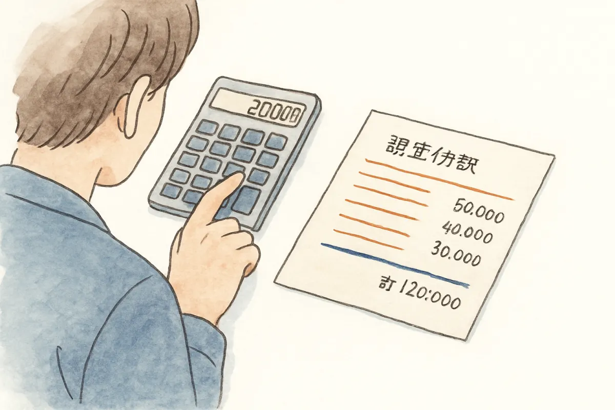 素性調査の費用内訳を確認する手元