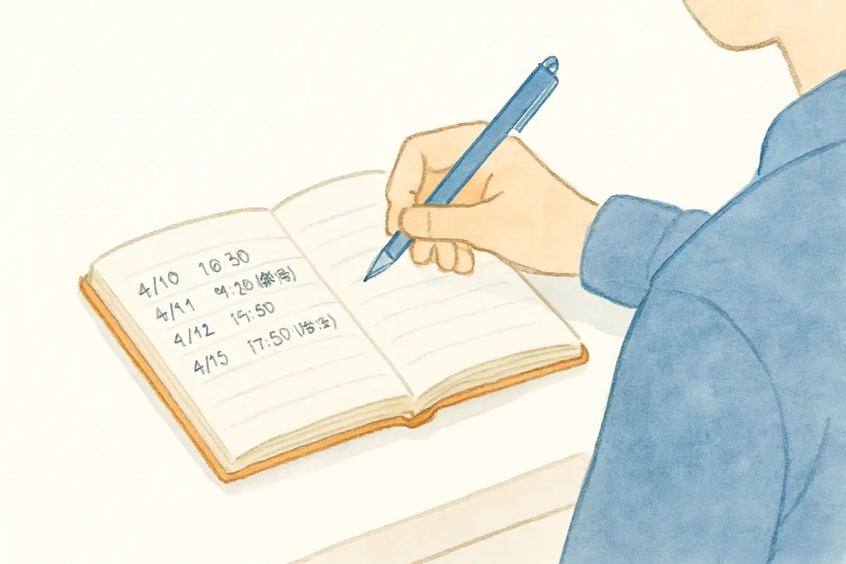 外から見える行動を記録するノート
