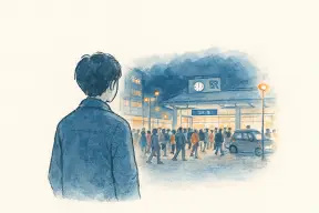 夜の街で距離を置いて人波を見守る調査のイメージ
