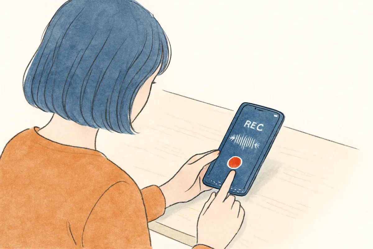 ボイスメモの録音を確認する手元