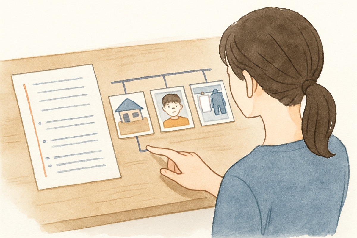 調査報告書で行動の記録を確認するイメージ