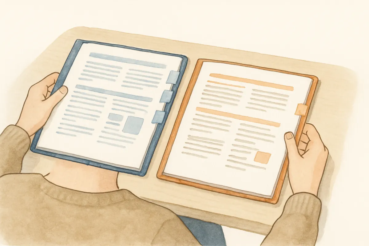 身辺調査と身元調査の違いを資料で見比べるイメージ