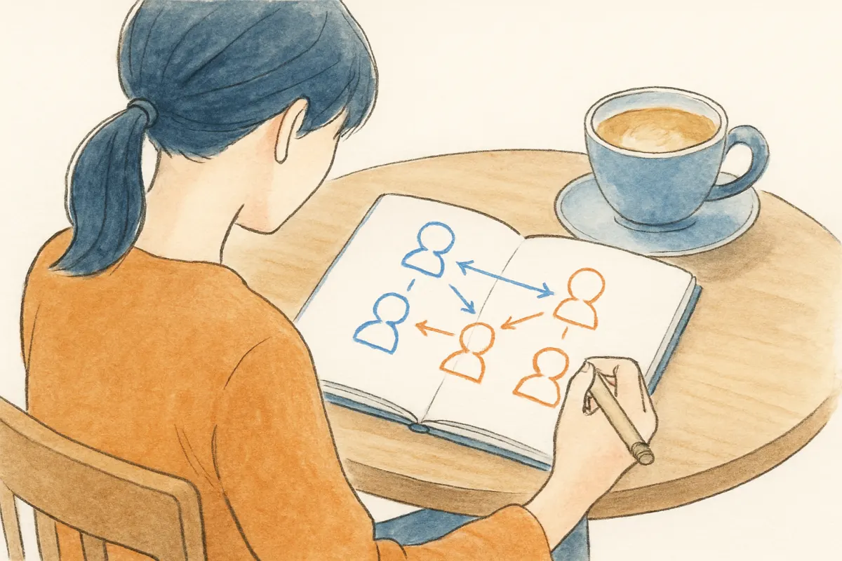 手がかりを整理して調査方法を検討する様子