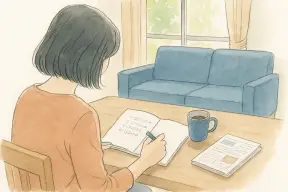 相談先を選ぶためにノートに書き出す女性の手元