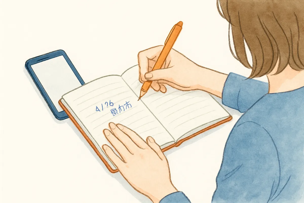 位置情報の違和感を日付つきでメモする様子