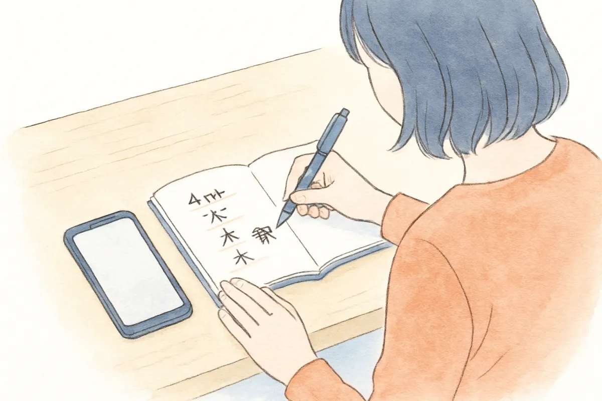 位置情報から気づいたパターンをメモする様子