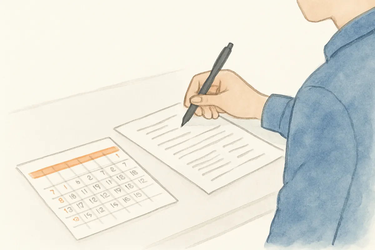 慰謝料請求の時効を確認しながら予定を整理する様子
