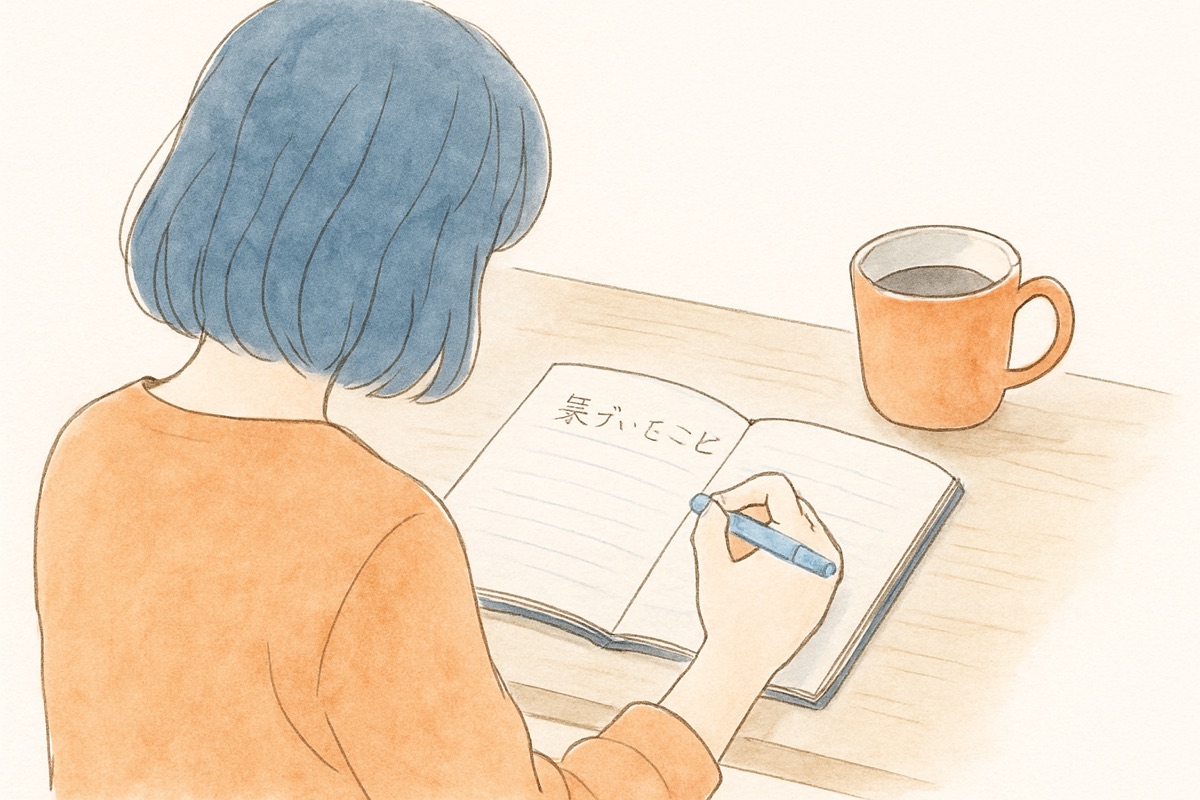違和感を日付つきでノートに書き出して整理する女性の手元