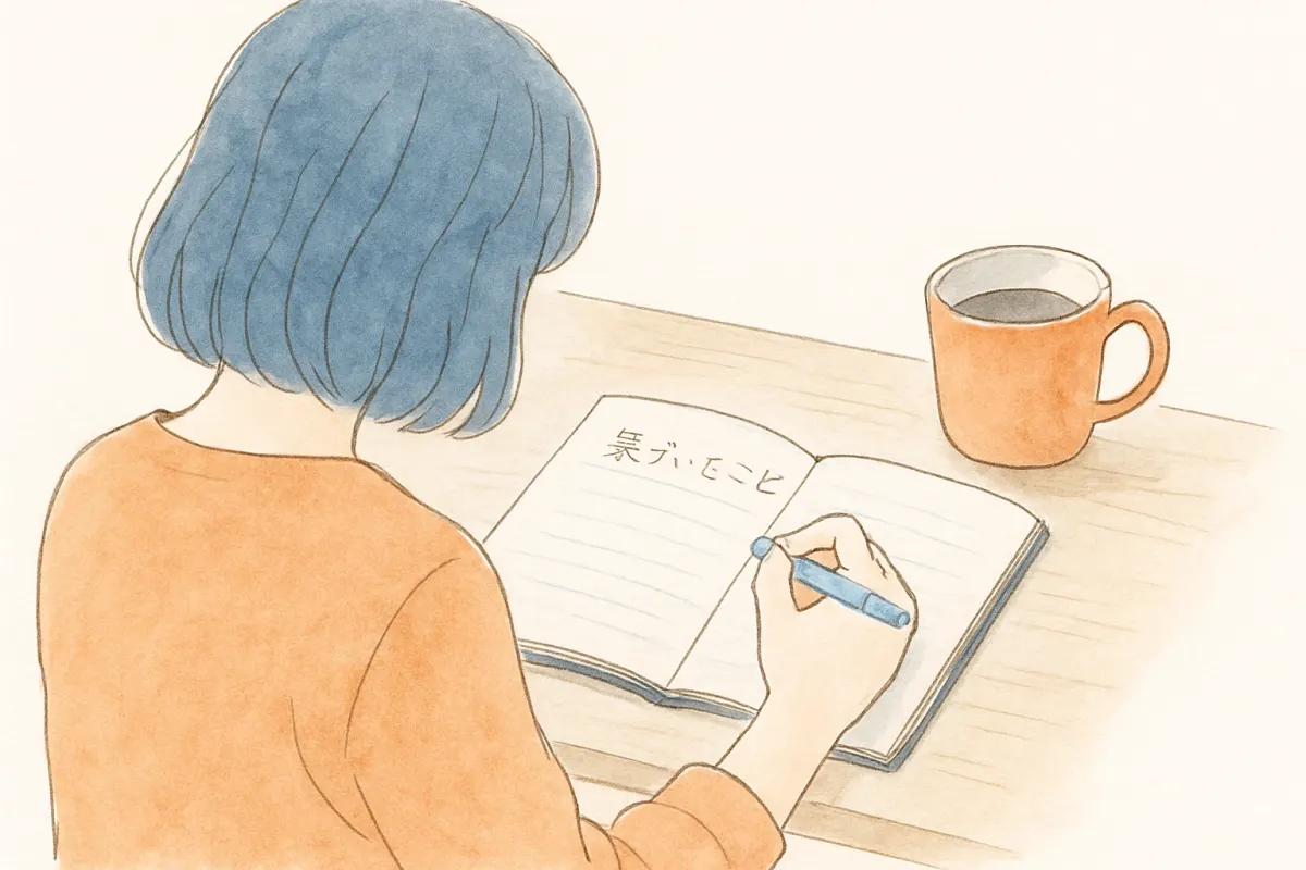 違和感を日付つきでノートに書き出して整理する女性の手元