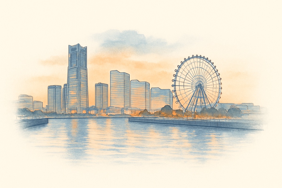 横浜みなとみらいの夕景